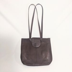 Vintage J.Jill Soft Brown Leather Bucket Tote Double Shoulder Strap Casual